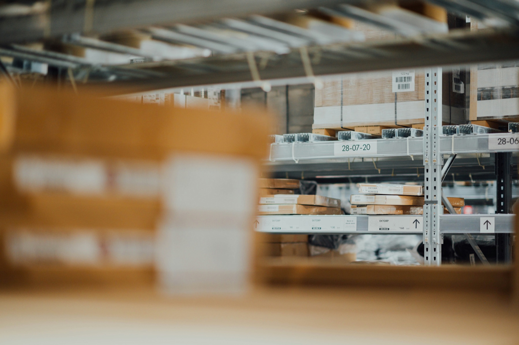 Organized warehouse inventory prepared for receiving verification
